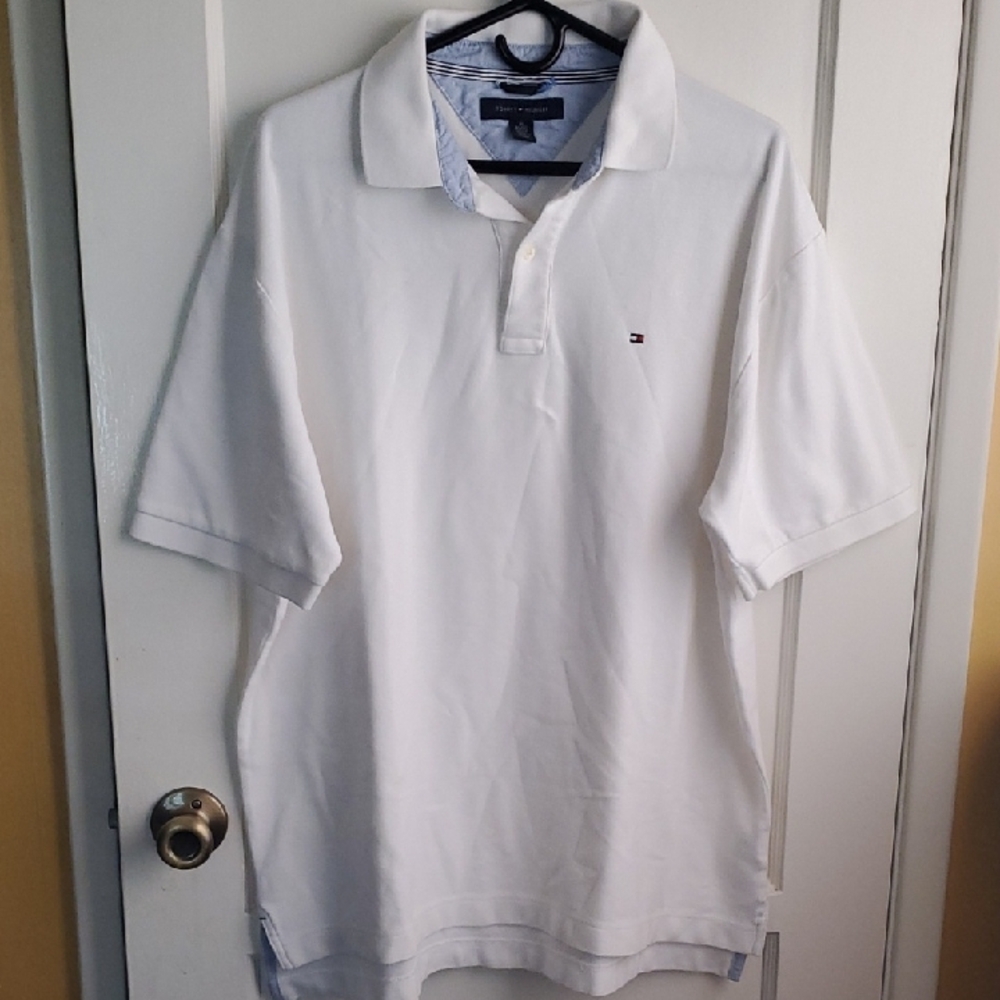 Tommy Hilfiger White Polo Shirt Cotton Blend